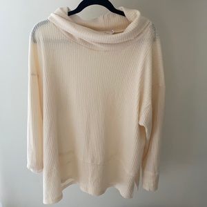 Cowl neck sweater with slide slit